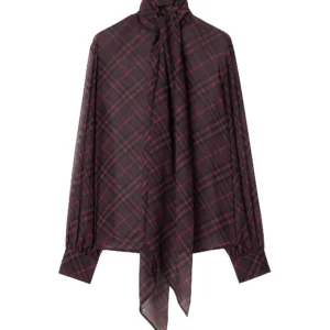 burberry lina checked silk blouse