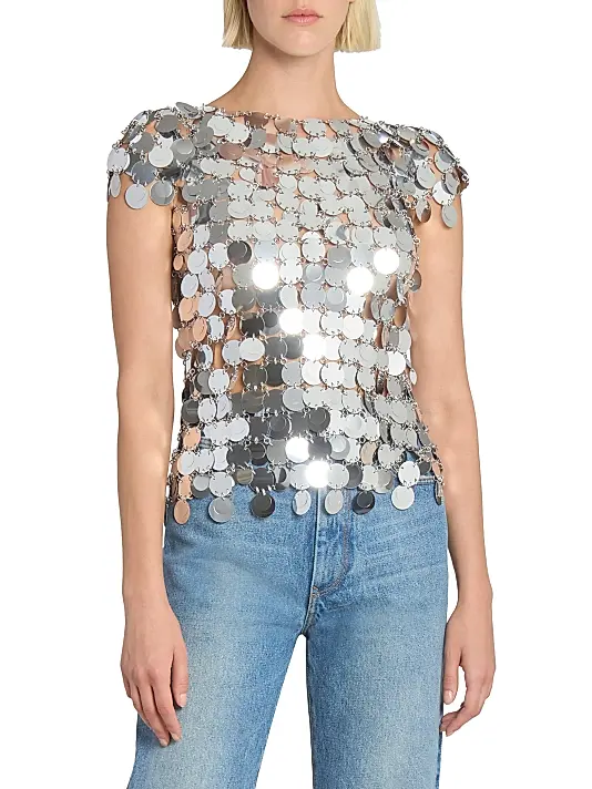 rabanne – metallic pailette top rabanne – metallic pailette top