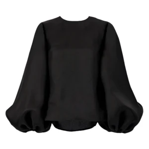 carolina herrera silk gazar puff sleeve blouse