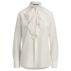 ralph lauren collection brittani ruffled cotton silk voile shirt