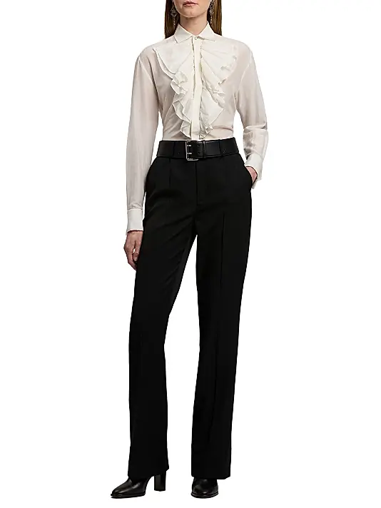 ralph lauren collection brittani ruffled cotton silk voile shirt ralph lauren collection brittani ruffled cotton silk voile shirt