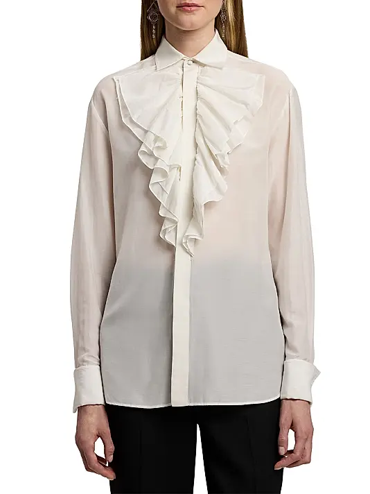 ralph lauren collection brittani ruffled cotton silk voile shirt ralph lauren collection brittani ruffled cotton silk voile shirt