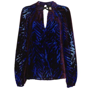 silvia tcherassi ximena animal pattern velvet blouse