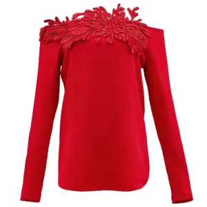 silvia tcherassi belinda floral appliqué blouse