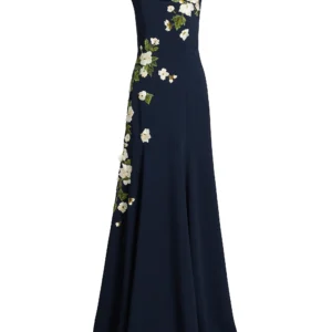 oscar de la renta cherry blossom embroidered gown