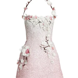 oscar de la renta cherry blossom sequined minidress