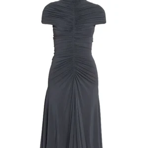 alaïa – gathered mock turtleneck midi dress