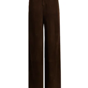 vince – suede mid rise wide leg trousers