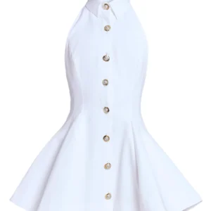 balmain – cotton poplin fit & flare minidress