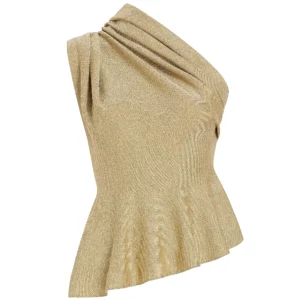 the 'gilded glamour' one shoulder metallic peplum top