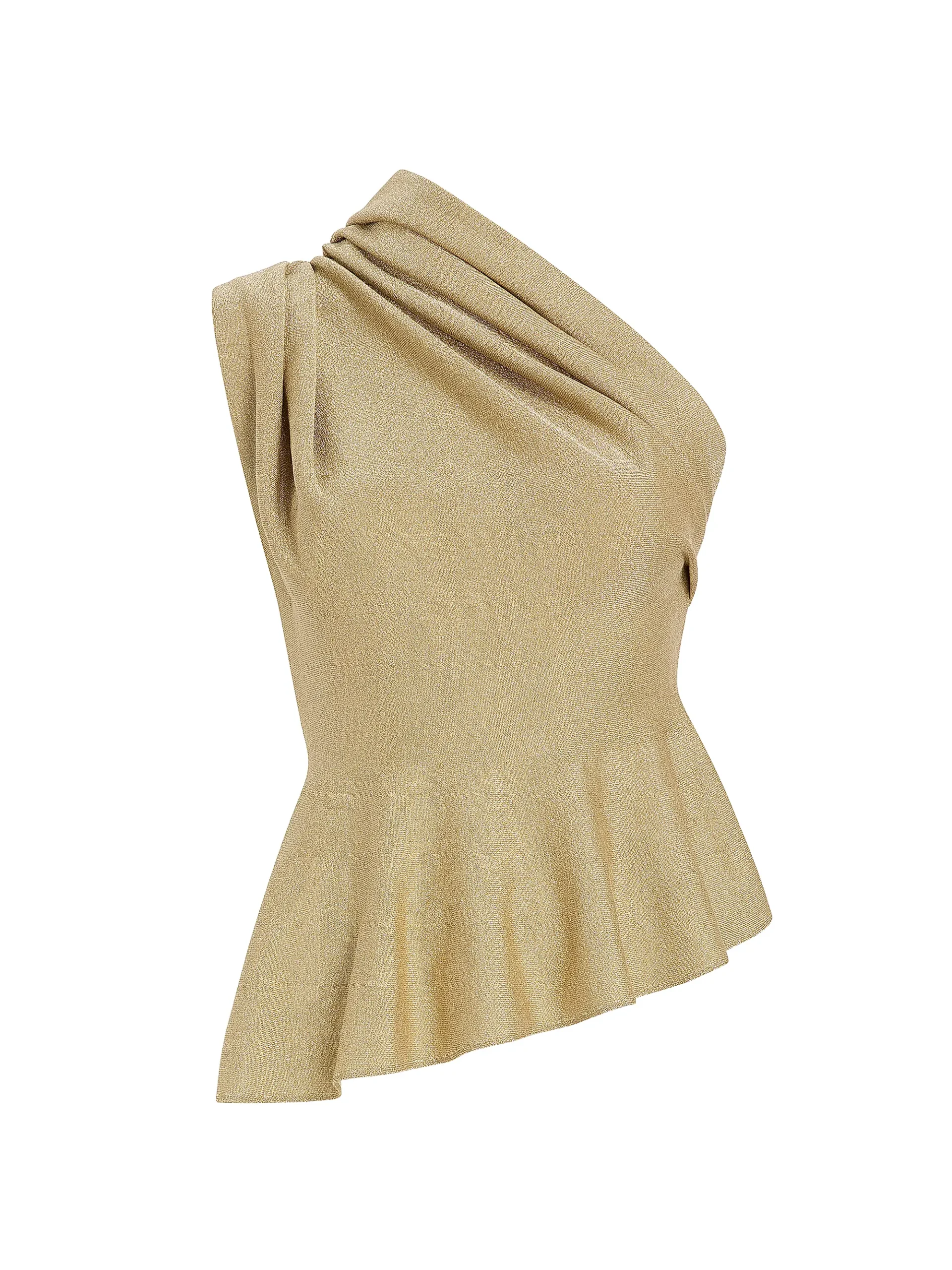 the 'gilded glamour' one shoulder metallic peplum top the 'gilded glamour' one shoulder metallic peplum top