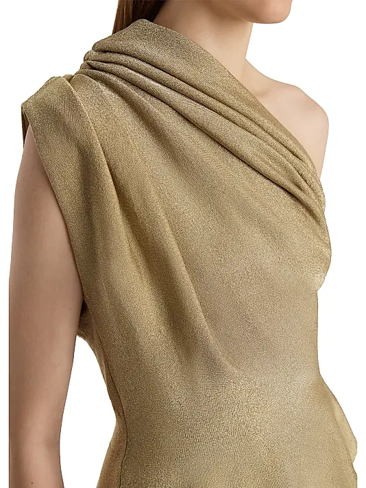 the 'gilded glamour' one shoulder metallic peplum top the 'gilded glamour' one shoulder metallic peplum top