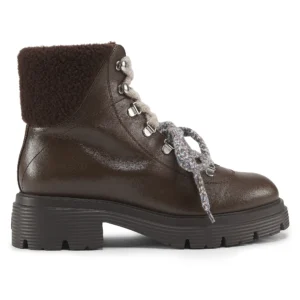 shearling cuff leather lug sole hiker boots